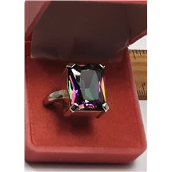 #20 - RECTANGULAR MYSTIC TOPAZ RING