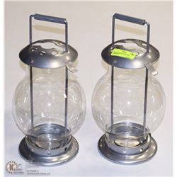 PAIR OF LARGE HURRICANE LANTERNS.