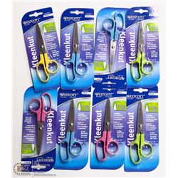 LOT OF 8 KLEENKUT WESTCOTT 5"SCISSORS WITH 5 YEAR