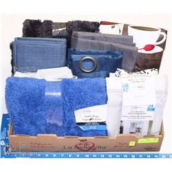 LARGE TRAY OF REPACKAGED NEW LINENS, BATH LINENS &