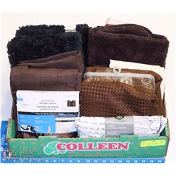 LARGE TRAY OF REPACKAGED NEW LINENS, BATH LINENS &