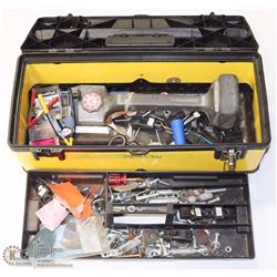 YELLOW & CHECKER PLATE TOOL BOX WITH CONTENTS