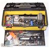 Image 1 : YELLOW & CHECKER PLATE TOOL BOX WITH CONTENTS