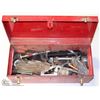 Image 1 : RED METAL LOCKABLE TOOL BOX WITH CONTENTS OF