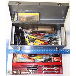 CRAFTSMAN GREY METAL TOOL BOX FILLED WITH TOOLS