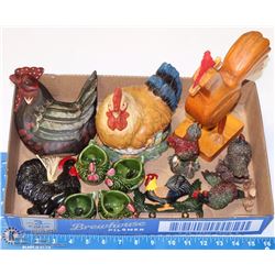 LOT OF 12 VARIOUS CHICKENS.