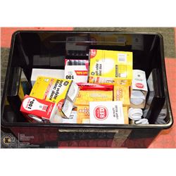 LARGE BIN WITH  ASSORTED NEW LIGHTBULBS