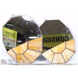 SET OF 2 VINTAGE MIRRORED OPALESCENT GLASS