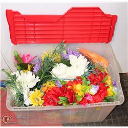 CRATE OF ARTIFICIAL FLOWERS.
