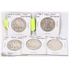Image 1 : LOT OF 5 EAGLE US SILVER HALF DOLLAR COINS DATED