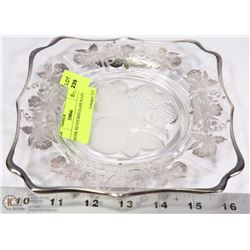 SILVER .925 ETCHED GLASS PLATE
