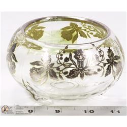 SILVER .925 ETCHED GLASS BOWL