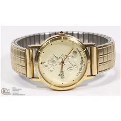 GOLD TONE MICKEY MOUSE WATCH , WORKING WITH WIND