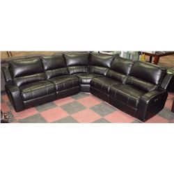BLACK LEATHERETTE ELECTRIC RECLINING SECTIONAL