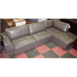 NEW GREY LEATHERETTE SECTIONAL