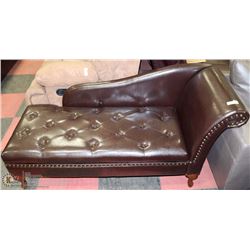 NEW BROWN LEATHERETTE STORAGE CHAISE LOUNGE