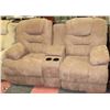 Image 1 : BROWN CONSOLE DOUBLE ROCKER/RECLINER LOVESEAT 71"