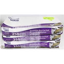 BUNDLE OF 3 GREAT VALVE PRE-CUT TIN FOIL,750 SHEET