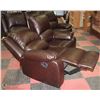 Image 2 : NEW MARTIN BROWN LEATHERETTE RECLINING SOFA & LOVE