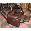Image 2 : NEW MARTIN BROWN LEATHERETTE RECLINING SOFA & LOVE