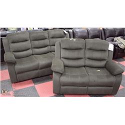 NEW DARK GREEN FABRIC RECLINING 75" SOFA &