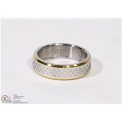 STAMPED 18KT -2 TONED GOLD MENS WEDDING BAND