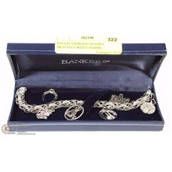 ESTATE STERLING SILVER CHARM BRACELET WITH CHARMS.