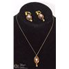 Image 1 : ESTATE 14K GOLD CHAIN W/ CAMEO PENDANT & EARRINGS.
