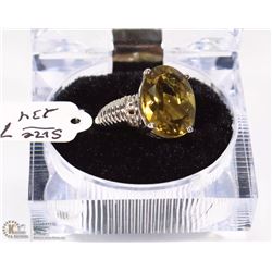 CITRINE TOPAZ REAL STONE 925 SILVER SIZE 7.