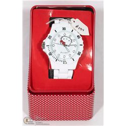 WHITE HELLO KITTY WATCH WITH GIFT BOX