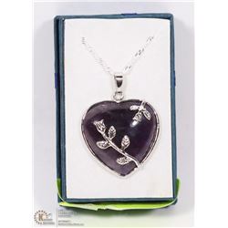 AMETHYST HEART PENDANT WITH .925 STAMPED CHAIN.