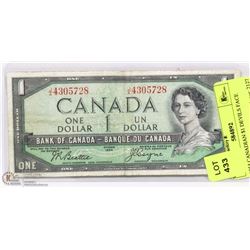 1954 CANADIAN $1 DEVILS FACE BILL.