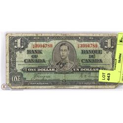 1937 CANADIAN $1 BILL