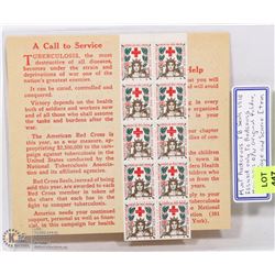 WWI 1918 CHRISTMAS SEALS AWARDED TO RED CROSS
