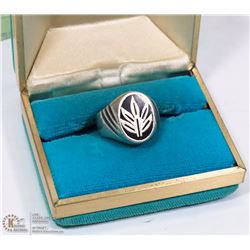 .925 SILVER CANNABIS RING - UNISEX - SIZE 9 -