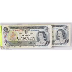 RARE LOT OF 25 SEQUENTIAL SERIAL #'S CANADIAN $1
