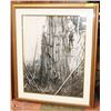 Image 1 : VINTAGE LOGGING FRAMED MATTED PRINT 35.5X44.