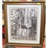 Image 1 : VINTAGE FRAMED MATTED LOGGING PRINT 38X45.