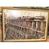 Image 1 : VINTAGE FRAMED PRINT OF TRAIN TRANSPORTING LOGS