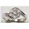 Image 3 : 3) TWO STERLING SILVER 7 DIAMOND FLORAL RINGS