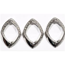 5) SET OF 3 STERLING SILVER DIAMOND LOOP PENDANTS