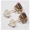 Image 2 : 11) 10K YELLOW GOLD SMOKEY TOPAZ STUD EARRINGS