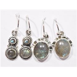 15) SET OF 2 STERLING SILVER LABRADORITE EARRINGS