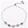 Image 1 : 18) STERLING SILVER GEMSTONE HALO BRACELET