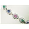 Image 2 : 18) STERLING SILVER GEMSTONE HALO BRACELET