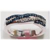 Image 2 : 24) STERLING SILVER BLUE & WHITE DIAMOND RING