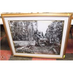 LARGE FRAMED RAILROAD/FORESTRY PICTURE
