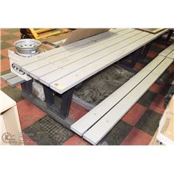 FULL SIZE WOOD AND METAL PICNIC TABLE