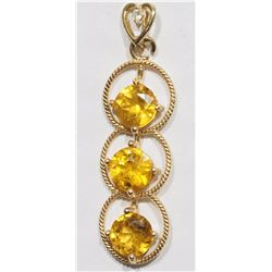 30) 14K Y. GOLD YELLOW SAPPHIRE & DIAMOND PENDANT