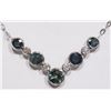 Image 1 : 39) 10K WHITE GOLD SAPPHIRE & DIAMOND 16" NECKLAC